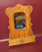 Vintage Mid Century 16" Tall Birchwood Hanging Wall Pocket Key Holder w/ Mirror