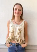 Floral Patch Lace Tank-Natural