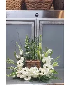 ALL WHITE MIX FLOWER CREMATION ARRANGEMENT