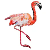Embroidered Brooch India - Flamingo