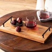 16" Rectangle Wood Serving Tray with Handles