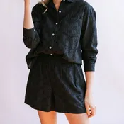 Black Eyelet Bermuda Short by Sunshine Tienda