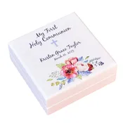 First Communion Keepsake Box for Girl – Flower design