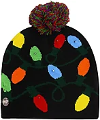 LED Christmas Hat, Light Up Christmas Hat 6 Colorful Blinking LEDs Knitted Beanie Holiday Hat with Cute Lights for Party