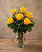 6 yellow roses w/ filler — Corner Creations by Dana