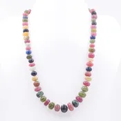 14k Gold Multi Color Sapphire Necklace - Elegant Design