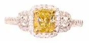 1.52 tcw Yellow and White Diamonds Ring