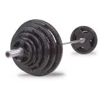 Body Solid 400 lbs. Cast Iron Olympic Plate Set with Chrome Bar