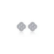 0.8 CTW Silver Halo Stud Earrings