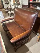 20th Century Three Piece French Provincial Charles XIII Style Leather Seating Set