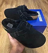 BIRKENSTOCK Boston shearling black clogs mules slip on shoes women’s eur 40 new
