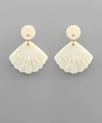 Acetate Shell Dangle Earrings White