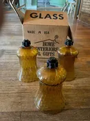 3 Vtg Amber Homco  Optic Sconce Peg Votive Cup Honeycomb MCM Candle Holders