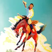 Bucking Bronco Original Western Painting by Dan Howard