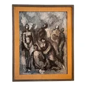 1950s Abstract Figurative Painting by Maurice Golabon, Framed