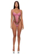 Animal Instincts Sheer Mesh Teddy - Pink Leopard