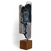 1972 "Open Column" Contemporary Abstract Sculpture, silver gray Aluminum by Gerald Siciliano