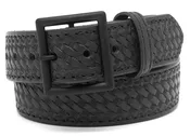 Boston Leather - Leather 1.75" Basketweave Belt Black 42"