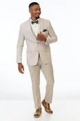 Tan Performance Stretch Wedding Suit Coat