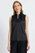 Tammy Knit-Woven Ruffle Collar Sleeveless Tank