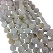 10mm Druzy Round Coin Shaped White/Natural Agate Beads - 8" Strand (Approximately 20 Beads) - Natural Semi-Precious Gemstone