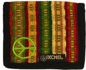 Brocaded 2-fold Wallet with Peace Sign Embroidery