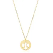 16" Necklace Gold, Guardian Angel Gold Disc