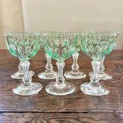 1920s Uranium Crystal Cocktail Glasses, Set of 7