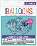 12in Clear Latex Balloons with Royal Blue Tissue Confetti  6ct
