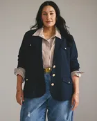 4 Pocket Ponte Blazer - Navy with Gold Buttons