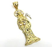 10k Two Tone Gold Halo Medium Grim Reaper Pendant