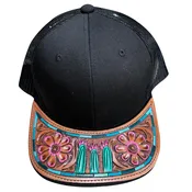 American Darling Men/Women Adjustable Cap With Leather On Visor Black | Vintage