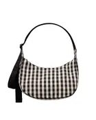 Baggu Medium Nylon Crescent Bag - Black and Cream Gingham