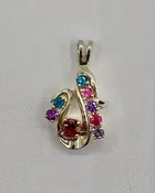 14K White Gold & Multicolor Gemstone Pendant /b