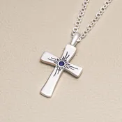 Abundant Birthstone Cross Necklace (Sterling Silver)