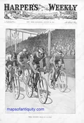 1897 - Well Bunched Bicycle Race - Antique Print