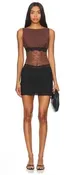 NEW NWT Bec + Bridge Loani Lace Open Back Mini Dress In Chocolate & Black