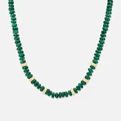 14k Gold and Malachite Rondelle Bead Necklace