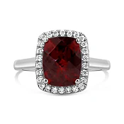 Cushion Garnet Halo Ring