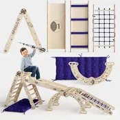 Apollo 5in1 Climbing Set:  Pikler Triangle, Net, Arch, Slide Board, and Cushion for Little Astronauts