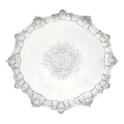 #14825 - Georgian Sterling Silver Salver, London, by Wm. Peaston c1754