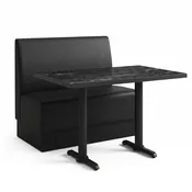 2-Seat Hannah Black Vinyl Restaurant Booth Set with Black Stone Table