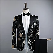 2018 Men Classic Wedding Suits Golden Flower Embroidery Prom Party Tuxedo Latest Coat+Pant Designs Gentlemen Fitness Blazer