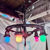 Polychrome Bare bulb Chandelier — Aurora Mills