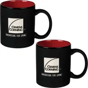 11 oz Two-Tone Ceramic Coffee Mugs Set of 2 ~ Java