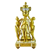 A Fine Quality Louis XVI-Style Gilt Bronze and White Marble Mantel Clock