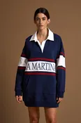 Damen Oversize-Sweatshirt aus Baumwolle mit College-Streifen – Dione