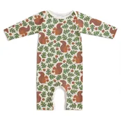 For the Love of Winter Water Factory - Long-Sleeve Romper - Squirrels Forest Green