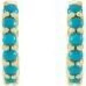 14K Gold Turquoise Hinged Hoop Earrings
