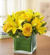 Modern Embrace™ Yellow Rose and Lily Cube